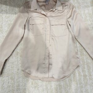 H&M Cream Satin Button-Down Shirt